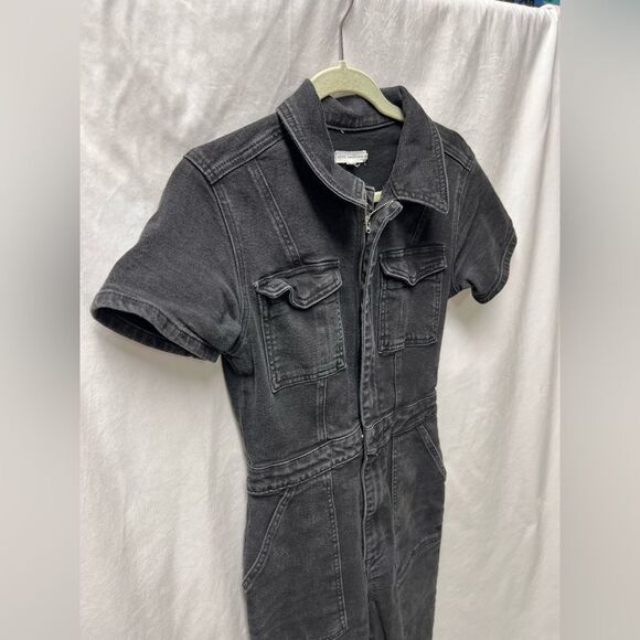GOOD AMERICAN BLACK WASH DENIM JUMPSUIT SIZE 2 - Picture 3 of 6
